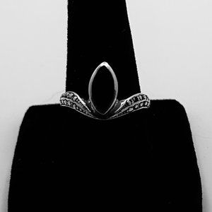 Onyx and Marcasite Ring 6.5